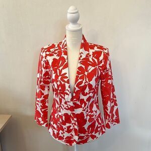 89th & Madison coral white floral jacket/ blazer Size S NWT